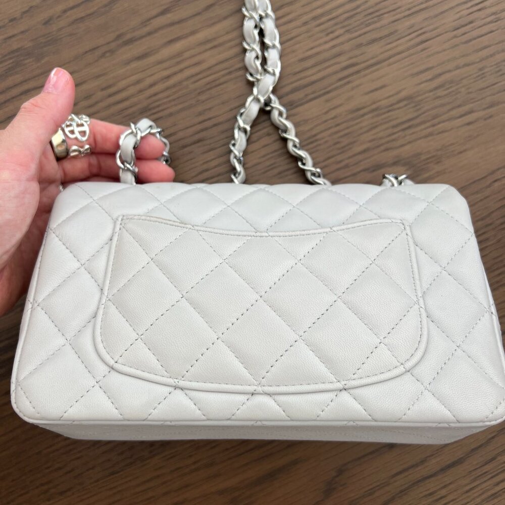 Chanel Classic Mini Rectangular, Grey Lambskin Le… - image 5